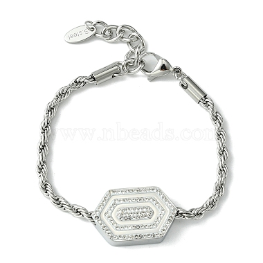 Armband mit sechseckigen Gliedern und Zirkonia(BJEW-Q775-06P)-2