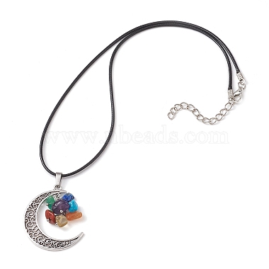 Collar con colgante de luna de aleación estilo tibetano(NJEW-JN04610)-4