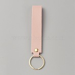 Rectangle PU Leather Keychain, with Iron Key Ring, for Car Key Bag Decoration, Misty Rose, 140mm(HJEW-WH0078-01B)