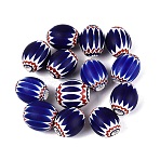 Handmade Millefiori Glass Barrel Beads, Chevron Beads, Single Flower Design, Marine Blue, 16~18x14~16mm, Hole: 2~4mm(LA-N002-16A)