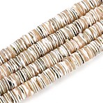 Luminous Natural Seashell Shell Beads Strands, Disc, Heishi Beads, Wheat, 7.5~8.5x1~2mm, Hole: 1mm, about 266~271pcs/strand, 14.96~15.16''(38~38.5cm)(SSHEL-T017-34)