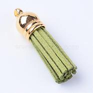 Faux Suede Tassel Pendant Decorations, with CCB Plastic Cord Ends, Yellow Green, 35~37x10mm, Hole: 2.5~3mm(FIND-T002-B32)