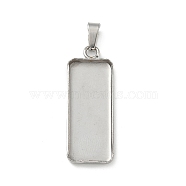 304 Stainless Steel Pendant Cabochon Settings, Rectangle, Stainless Steel Color, 30x11x2mm, Hole: 5x2.5mm(STAS-Z118-02P)