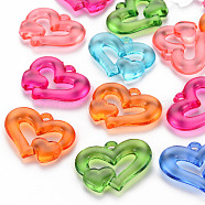 Transparent Acrylic Beads, Heart to Heart, Mixed Color, 27x34x6mm, Hole: 3mm, about 191pcs/500g(TACR-S154-57B)