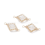 Acrylic Links Connector, with  Copper Wire, Diamond, Light Gold, 27x14x9mm, Hole: 2.3mm(PALLOY-JF02090)