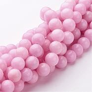 Natural Mashan Jade Round Beads Strands, Dyed, Pearl Pink, 4mm, Hole: 1mm, about 98pcs/strand, 15.7 inch(G-D263-4mm-XS23)