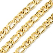 10M Ion Plating(IP) 304 Stainless Steel Figaro Chains, Unwelded, with Spool, Real 18K Gold Plated, 11.5x6x2.5mm & 9x6x2.5mm, about 32.81 Feet(10m)/Roll(CHS-G035-02C-G)