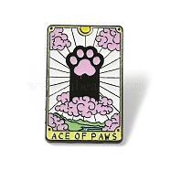 Ace of Paws Tarot Card with Cat Enamel Pins, Black Alloy Badge for Women, Pearl Pink, 29x18.5x1.5mm(JEWB-G027-01A)