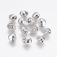 CCB Plastic Beads, Skull, Platinum, 12x9x11mm, Hole: 2mm(CCB-G004-07P)
