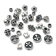 304 Stainless Steel Beads & Pendants, Mixed Shapes, Antique Silver & Stainless Steel Color, 7~19x7~17.5x4.5~11mm, Hole: 1.5~5mm(STAS-K262-01ASP)