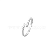 Stainless Steel Cuff Ring, with Glass, Rectangle, Clear, Inner Diameter: 20mm(MM8912-8)
