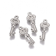 304 Stainless Steel Pendants, Heart Key, Stainless Steel Color, 20x8x3.5mm, Hole: 1.8mm(X-STAS-L234-149P)