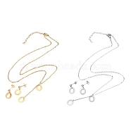 304 Stainless Steel Jewelry Sets, Cable Chains Pendant Necklaces and Stud Earrings, with Lobster Claw Clasps and Ear Nuts, Alphabet, Golden & Stainless Steel Color, Letter.O, 17.71 inch(45cm),  11x10x0.5mm, Pin: 0.8mm(SJEW-H303-O)