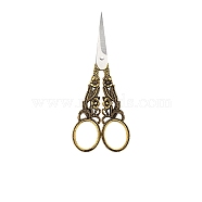 Stainless Steel Flower Scissors, Embroidery Scissors, Sewing Scissors, with Zinc Alloy Handle, Antique Golden, 145x68mm(WG69130-01)