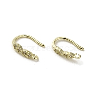 Brass Micro Pave Cubic Zirconia Earring Hooks, Long-Lasting Plated, Golden, 14x2.5mm, Hole: 1.4mm, Pin: 0.9mm(KK-C048-13F-G)
