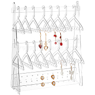 Coat Hanger Shaped Acrylic Earring Display Stands, Jewelry Earring Organizer Holder with 16Pcs Hangers, Clear, Finish Product: 25x8.2x30cm(EDIS-WH0029-90)