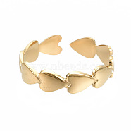 304 Stainless Steel Heart Wrap Open Cuff Ring, Chunky Ring for Women, Golden, US Size 9(18.9mm)(RJEW-T023-69G)