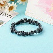 Natural Snowflake Obsidian Chip Bead Stretch Bracelets for Children, Inner Diameter: 1-7/8 inch(4.8~5.1cm)(BJEW-JB06388-06)