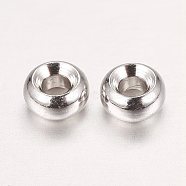 Real Platinum Plated Brass Spacer Beads, Nickel Free, Flat Round, 4x2mm, Hole: 1.5mm(X-KK-E702-34P-NF)