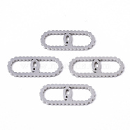 201 Stainless Steel Links Connectors, Laser Cut, Oval with Letter, Stainless Steel Color, Letter.Q, 15x6x1mm, Hole: 4x5~7mm(STAS-N091-41Q)