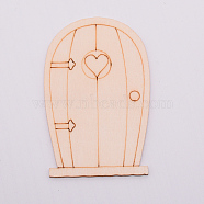 Natural Wood Cabochons, for DIY Jewelry Making, Door with Heart, BurlyWood, 100x62.5x2mm(WOOD-WH0104-30)