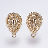 Alloy Stud Earring Findings, with Loop, Teardrop, Golden, 19x12mm, Hole: 1mm, Pin: 0.7mm(PALLOY-F201-04G)