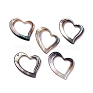 Natural Black Lip Shell Pendants, Heart Charms, 29x23.5x1mm, Hole: 1.6mm(SHEL-P015-05)