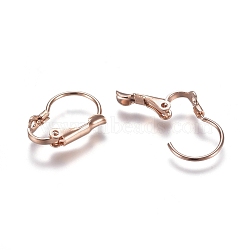 304 Stainless Steel Leverback Earring Findings, Rose Gold, 15.5x3.5x11mm, Hole: 1.5mm, Pin: 0.7mm(STAS-E484-57RG)
