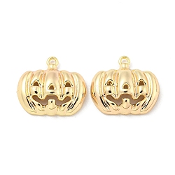 Halloween Themed Brass Pendants, Pumpkin, 14.5x16x4mm, Hole: 1.2mm(KK-L211-012G-01)