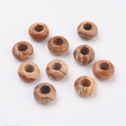 Natural Picture Jasper European Beads, Large Hole Beads, Rondelle, 14x7~8mm, Hole: 6mm(X-G-G740-14x8mm-03)