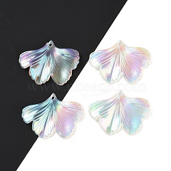 UV Plating Acrylic Pendants, Iridescent, Glitter Powder, Flower, Colorful, 34x45x3.5mm, Hole: 1.4mm(OACR-S137-02)