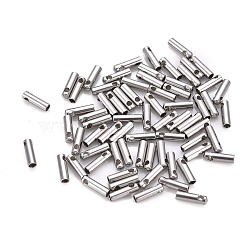 201 Stainless Steel Cord Ends, End Caps, Column, Stainless Steel Color, 7x2mm, Hole: 1.2mm, Inner Diameter: 1.3mm(STAS-F250-10P-B)
