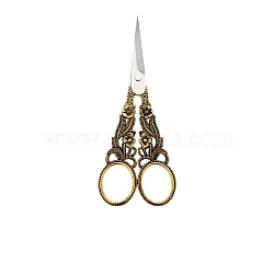 Stainless Steel Flower Scissors, Embroidery Scissors, Sewing Scissors, with Zinc Alloy Handle, Antique Golden, 145x68mm(WG69130-01)