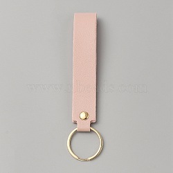 Rectangle PU Leather Keychain, with Iron Key Ring, for Car Key Bag Decoration, Misty Rose, 140mm(HJEW-WH0078-01B)