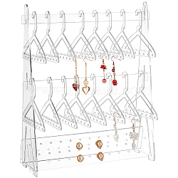 Coat Hanger Shaped Acrylic Earring Display Stands, Jewelry Earring Organizer Holder with 16Pcs Hangers, Clear, Finish Product: 25x8.2x30cm(EDIS-WH0029-90)