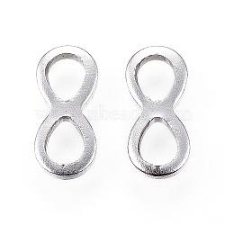 304 Stainless Steel Links connectors, Infinity, Stainless Steel Color, 10x4.5x1mm, Hole: 3x3.5mm(STAS-P108-01P)