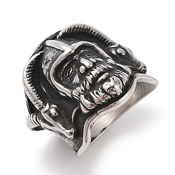 304 Stainless Steel Viking Warrior Ring for Men, Antique Silver, 26mm, US Size 11(20.6mm)(RJEW-U005-02AS)