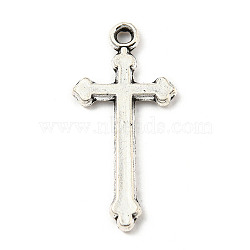 Tibetan Style Alloy Pendants, Cross, Antique Silver, 28x13.5x2mm, Hole: 1.6mm, 458pcs/500g(PALLOY-P293-154)