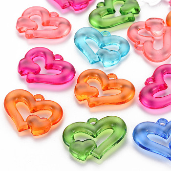 Transparent Acrylic Beads, Heart to Heart, Mixed Color, 27x34x6mm, Hole: 3mm, about 191pcs/500g