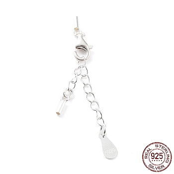 925 Sterling Silver Curb Chain Extender, End Chains with Lobster Claw Clasps and Cord Ends, Teardrop Chain Tabs, with S925 Stamp, Silver, 21mm