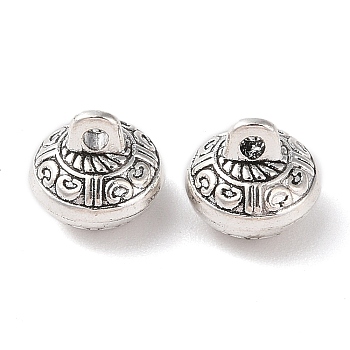 Tibetan Style Alloy Charms, Cadmium Free & Lead Free, Round, Antique Silver, 11x10.5mm, Hole: 1.9mm, about 337pcs/1000g