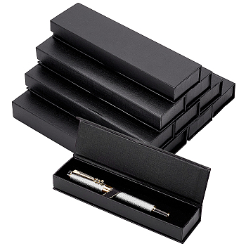 Cardboard Pen Cases, Fourtain Pen Box, with Magnetic Closure, Office & School Supplies, Rectangle, Black, 44x177x23.5mm, Inner Diameter: 168x38mm