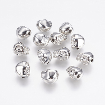 CCB Plastic Beads, Skull, Platinum, 12x9x11mm, Hole: 2mm