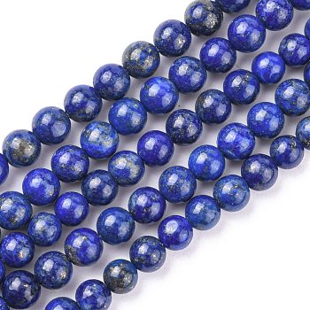 Natural Lapis Lazuli Beads Strands, Round, Royal Blue, 6mm, about 65pcs/strand, 15.7 inch