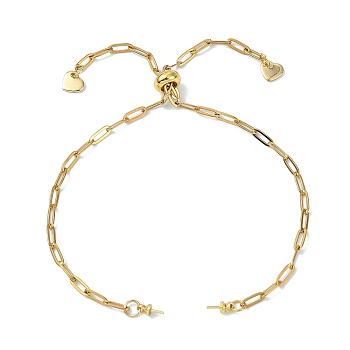 Adjustable 304 Stainless Steel Paperclip Chain Slider Bracelet Making, for Beads, Golden, 10.47 inch(26.6cm), Pin: 0.5mm