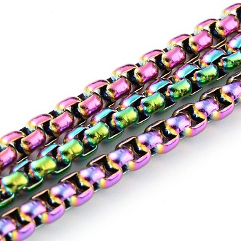 Ion Plating(IP) 304 Stainless Steel Box Chains, Unwelded, with Spool, Rainbow Color, 3x3x1.5mm, 32.8 Feet(10m)/roll