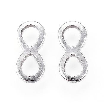304 Stainless Steel Links connectors, Infinity, Stainless Steel Color, 10x4.5x1mm, Hole: 3x3.5mm