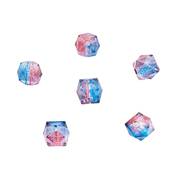 Two Tone Transparent Spray Painted Acrylic Bead, Polygon, Royal Blue, 7.5x8x8mm, Hole: 1.8mm