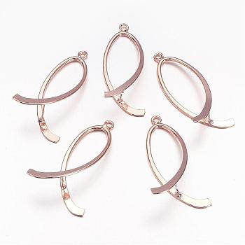 Brass Pinch Bails, Ice Pick, Rose Gold, about 17~18mm wide, 38~39mm long, hole: 2mm