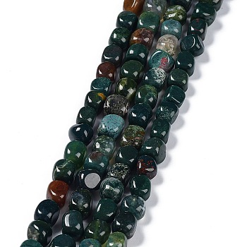 Natural Indian Agate Beads Strands, Nuggets Tumbled Stone, 6.5~15x7~14x7~14mm, Hole: 1~1.4mm, about 32~33pcs/strand, 15.16~ 15.75 inch(38.5~40cm)